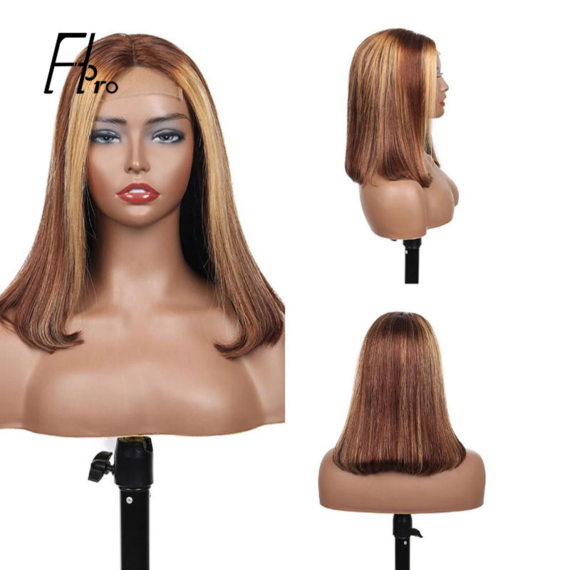 Highlight Virgin Hair Bob Wig 4x4 Lace Closure Wig Eye Catching Short